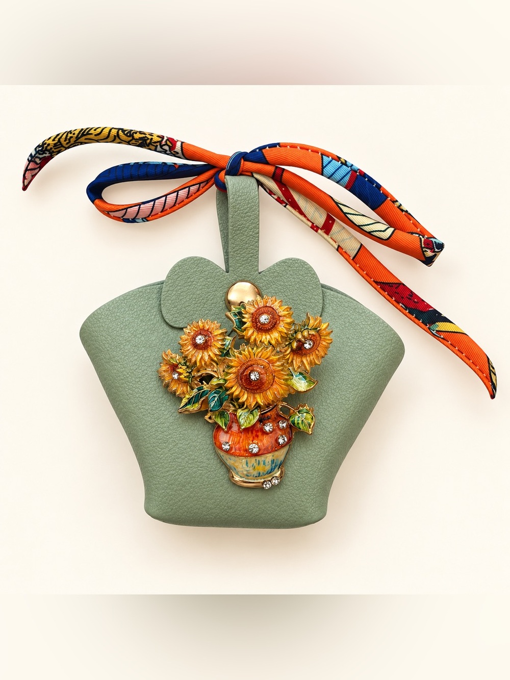 Title: One-of-a-Kind Sunflower Purse Charm | Van Gogh-Inspired